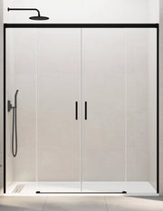 Porta doccia scorrevole 2+2 THALASSA (BASIC) 210 cm Profilo Nero vetro trasparente