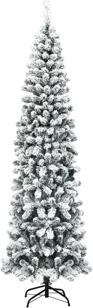 Albero di Natale Innevato 140/180/225 cm, Albero di Natale Artificiale Slim con 242/500/641 Rami Realistici e Folti e Base Pieghevole di Metallo, Apertura a Ombrello (180 cm)