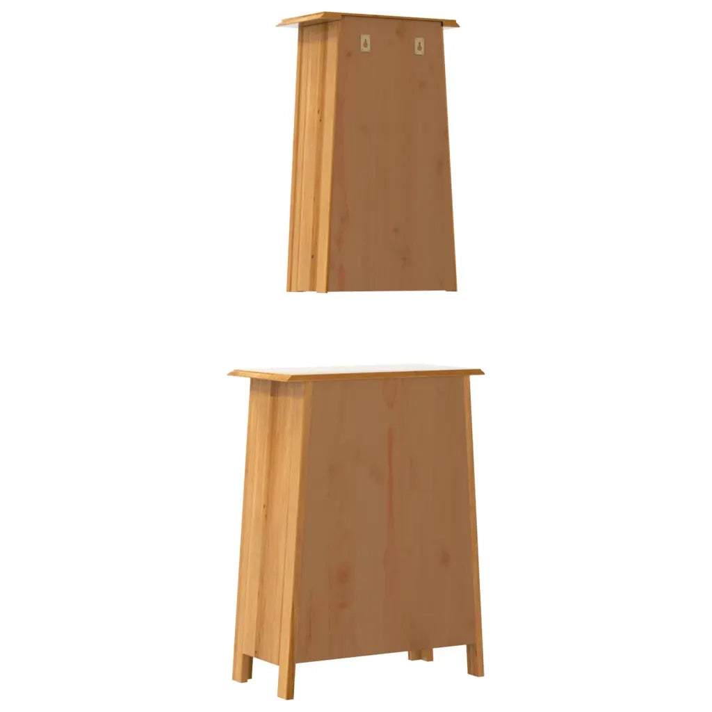 Set Mobili da Bagno | Armadio da bagno 2 pz in Legno Massello di Pino