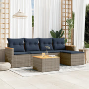 Set Divani da Giardino 6 pz con Cuscini Grigio in Polyrattan 3225928