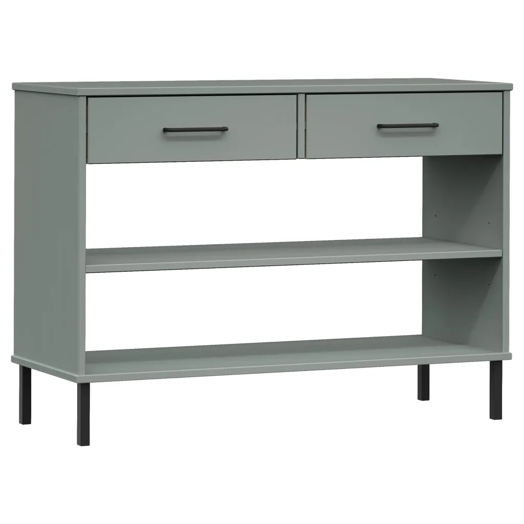 Mobile Consolle Gambe Metallo Grigio Legno Massello Pino OSLO 351004