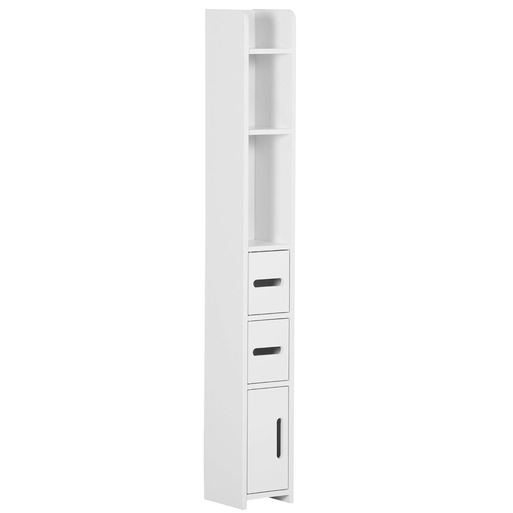 Mobile a Colonna con Mensole e Armadietti 15x17x120 cm in MDF e Legno Truciolare Bianco