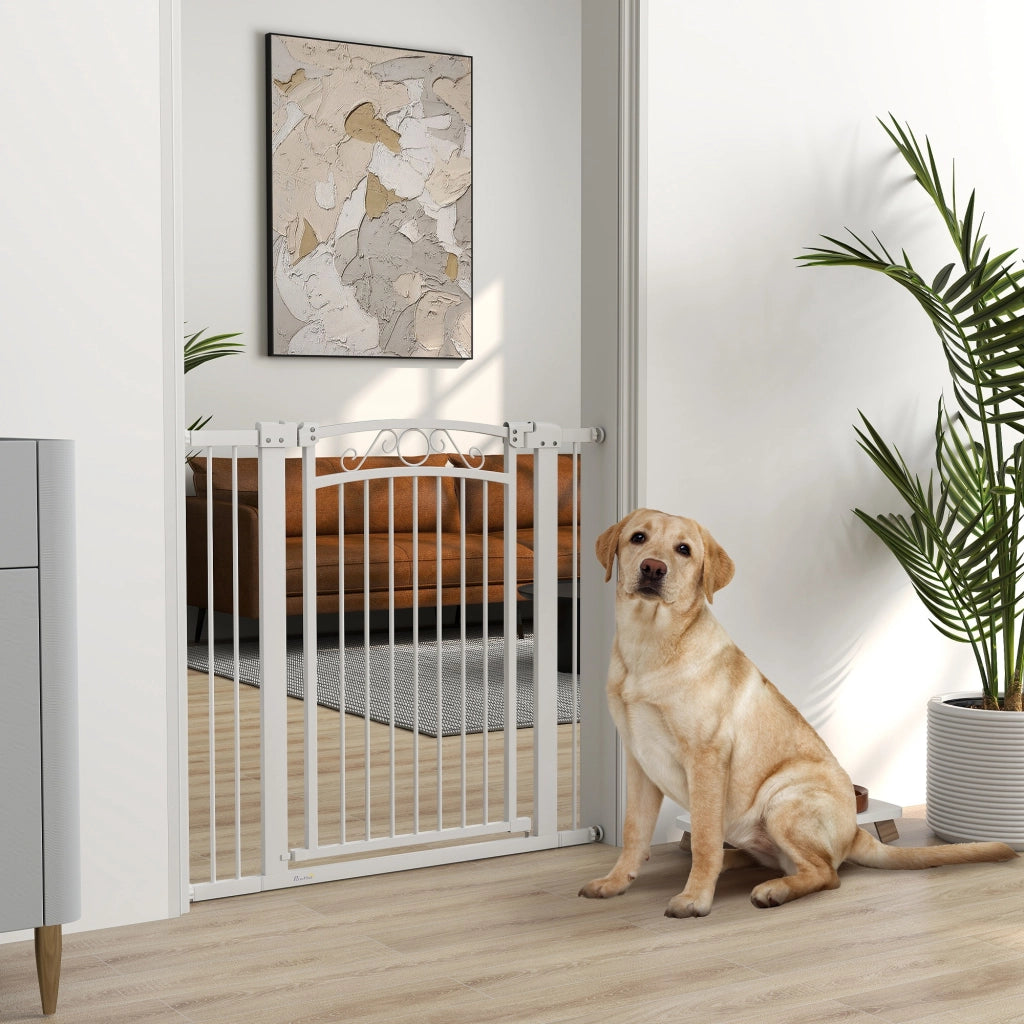 Barriera per Cani Porta con Larghezza Regolabile 76-104 cm ¨C zephmum ¨C Bianco