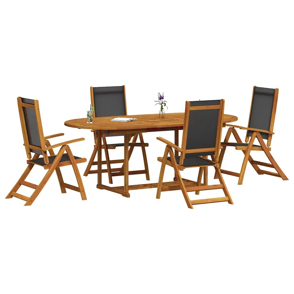 Set Pranzo da Giardino 5pz Legno Massello di Acacia e Textilene 3279258
