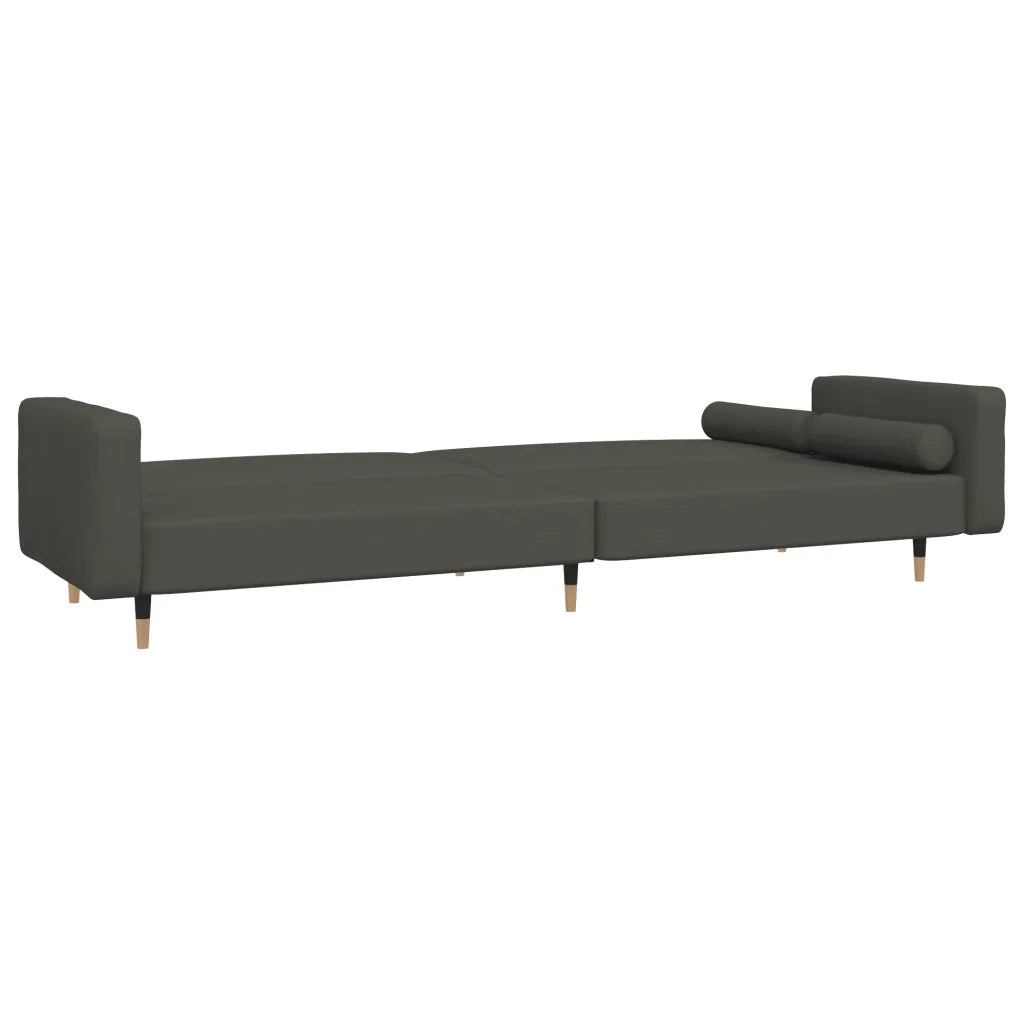 Divano Letto a 2 Posti con 2 Cuscini Grigio Scuro in Velluto 375750