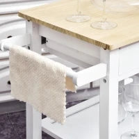 Carrello da Cucina Classico con Cassetti e Ruote in Legno Salvaspazio 89x40x84cm