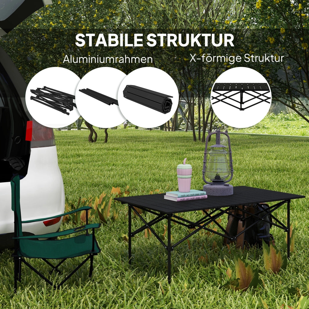 Tavolo pieghevole da giardino ¨C zephmum ¨C Nero, alluminio, 95x55 cm