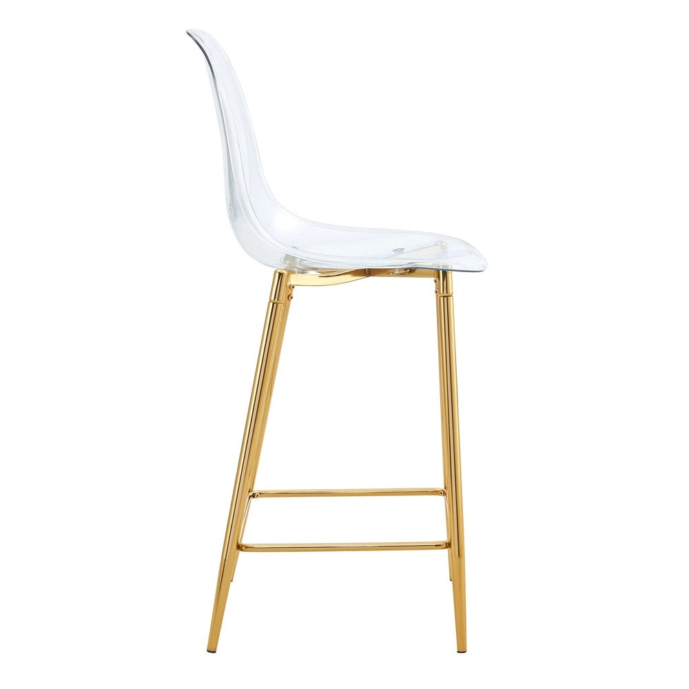 Sgabelli da Bar Set 2 Pezzi ¨C MINIMAL ¨C Trasparenti con Struttura in Metallo Nero/Oro/Argento