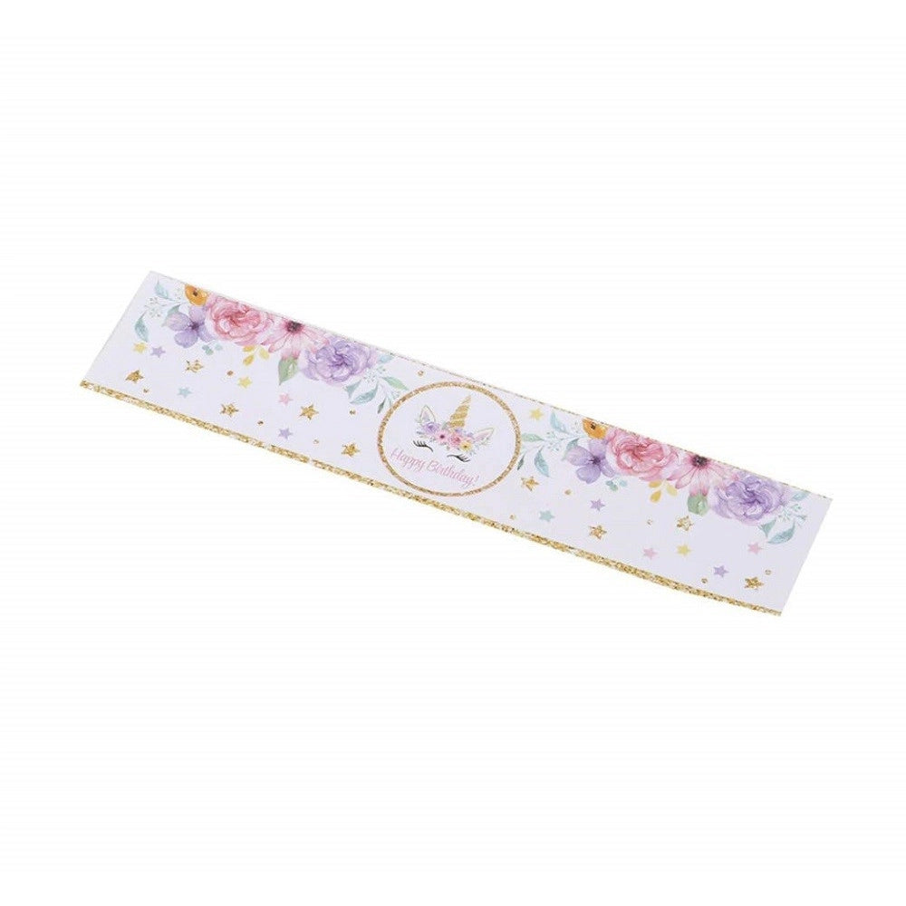 Trade Shop - Set 24 Stickers Unicorno Oro Con Scritta Happy Birthday Auguri Adesivi Bimbo Bimba Festa -
