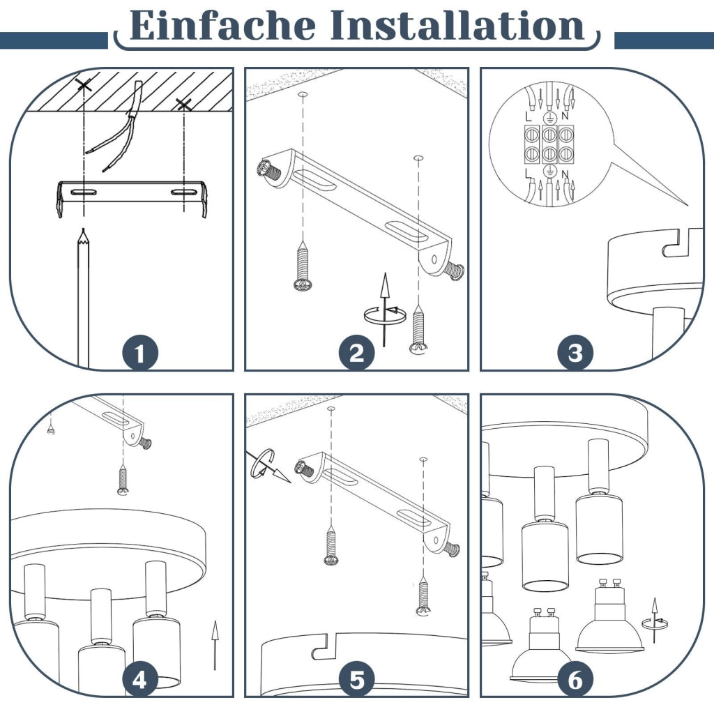 ZMH Faretto da soffitto neri 2 luci GU10 moderni rotondi orientabili 350° per camera letto soggiorno senza lampadina