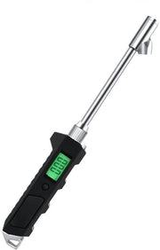 Misuratore di pressione pneumatica digitale con pompa e illuminazione a LED per auto e camion. Con torcia LED integrata.