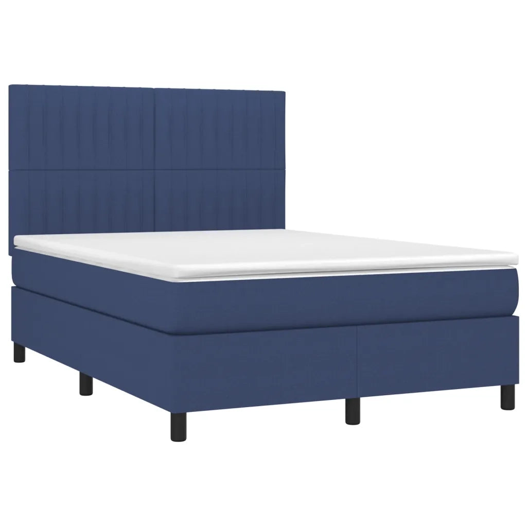 Letto a Molle con Materasso e LED Blu 140x200 cm in Tessuto cod mxl 62432
