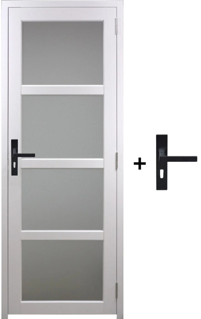Blocco Porta Vetro Tana Bianco H204 x L73 Pannello Laterale Sinistro a Spinta + Maniglia
