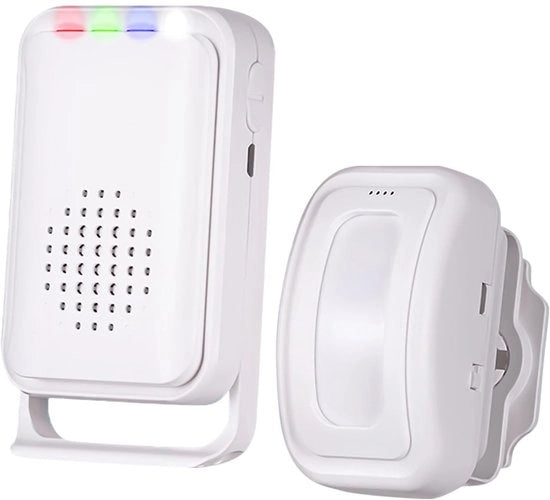 Sistema di allarme per porte - Allarme - Sensore di movimento - Sirena - Alarme per abitazioni senza fili - 1 sensore e 1 ricevitore - Detezione infrarossa - Adatto per ingressi commerciali e passaggi