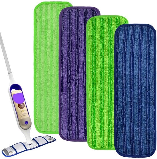 Adatto a Swiffer PowerMop, asciugamano e spazzolino sostitutivo con microfibra, modello 1 verde (1 pezzo) + modello 2 verde (1 pezzo) + blu (1 pezzo) + blu (1 pezzo)