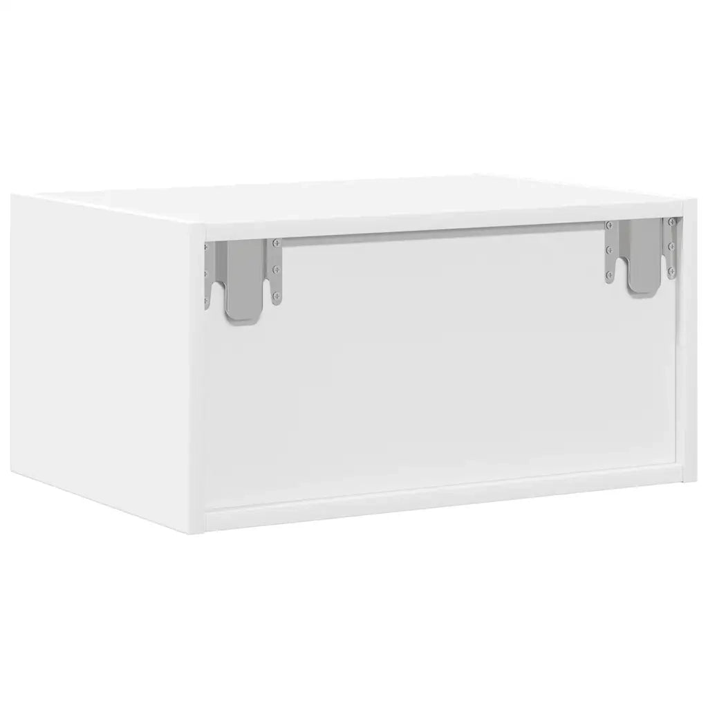 Comodini a Parete con Luci LED 2 pz Bianchi