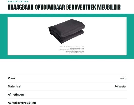 Custodia Scheurvast 210D Tessuto Oxford - Impermeabile - Stoffa Impermeabile - Leggera - Portatile - Per Tavolo da Ping Pong/Biliardo - Custodia per Mobili
