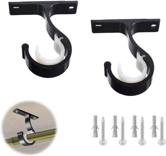 Set di 2 forti sostegni per tende a parete - Adatto per tende con diametro di 28 mm - Sostegno per stantuffo in alluminio per armadio - Carico massimo.