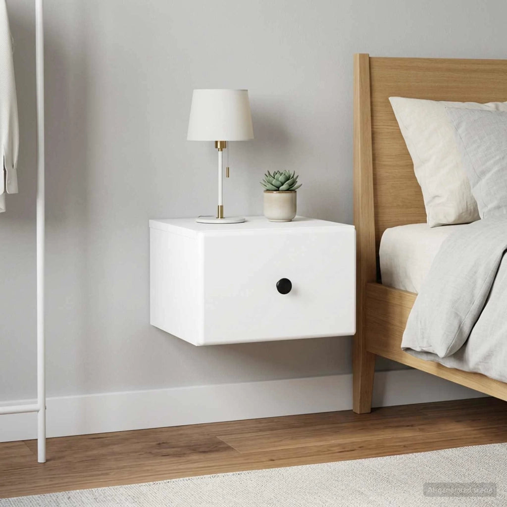 Mobiletto da notte a muro 2 pcs Bianco 34,5 x 33 x 20 cm 899106