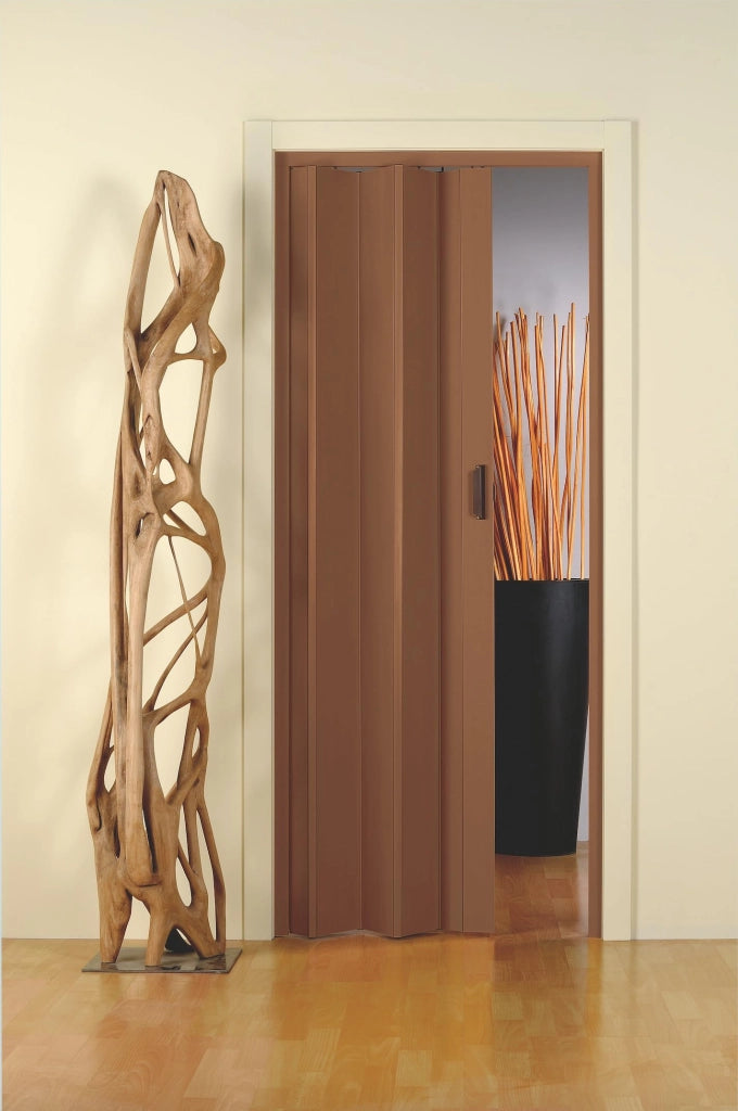 PORTA A SOFFIETTO EFFETTO LEGNO IN RILIEVO cm 84x215h - Col.  Noce