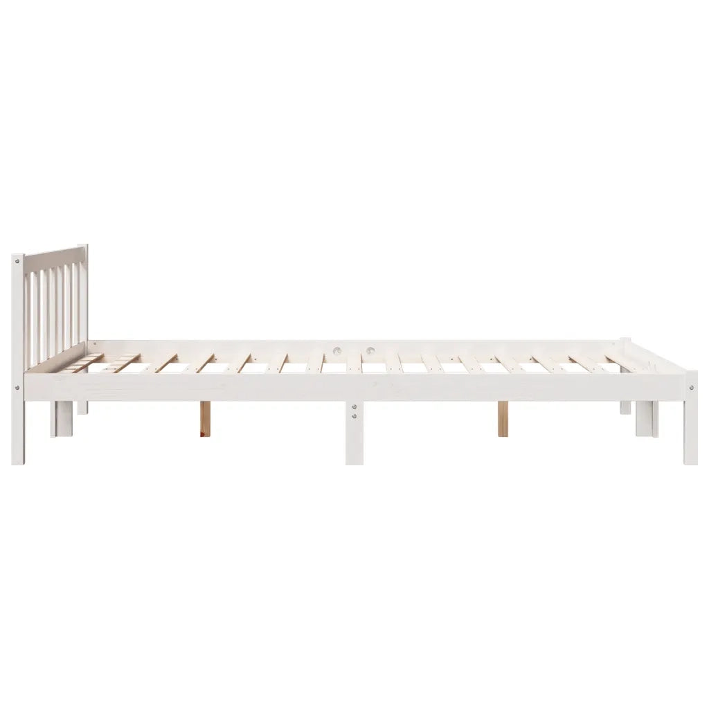 Letto matrimoniale | Letto per adulti | Letto Extra Lungo senza Materasso Bianco 140x220 cm in Pino