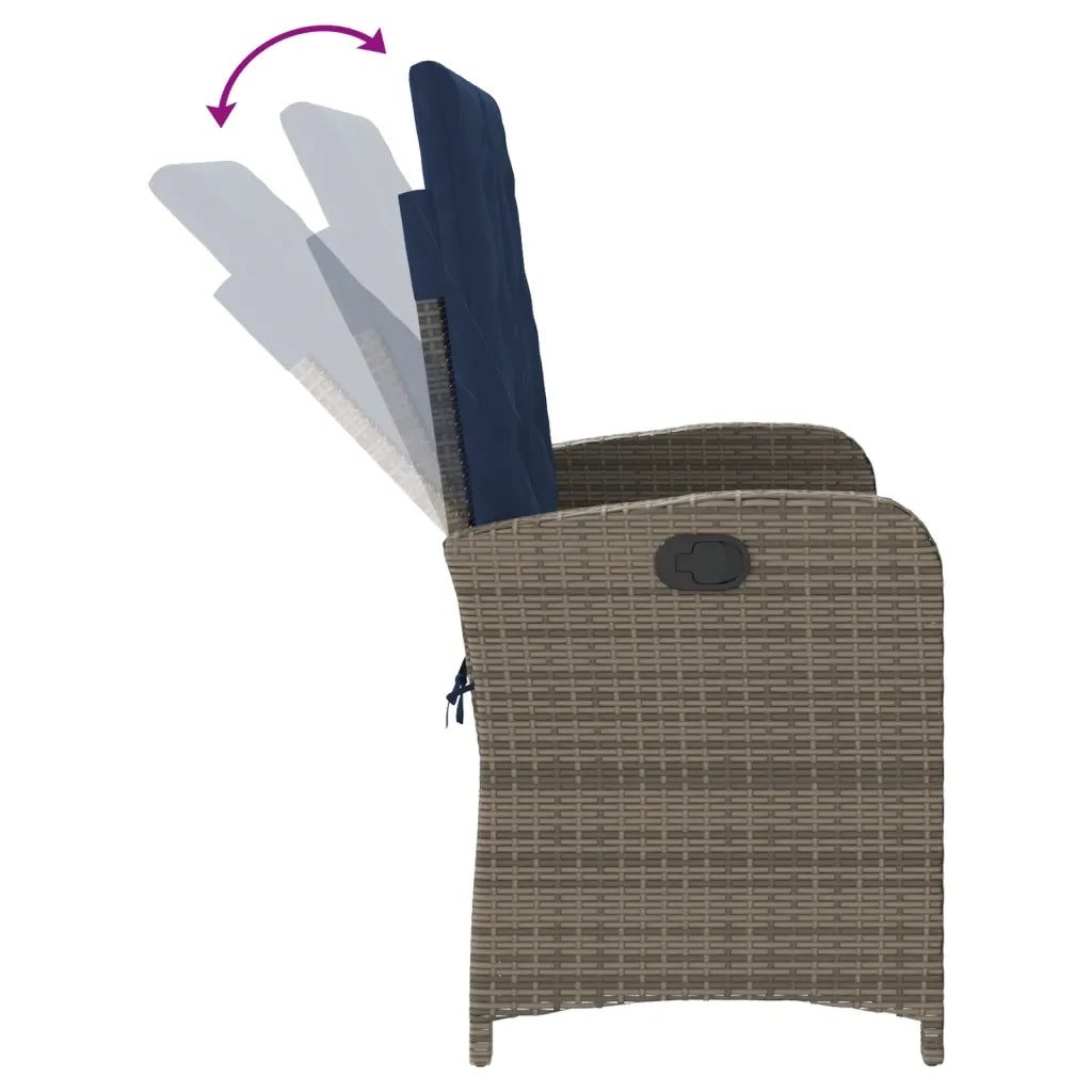Panca Reclinabile da Giardino con Cuscini-Sgabello-Sedia da esterno Grigia in Polyrattan 838912