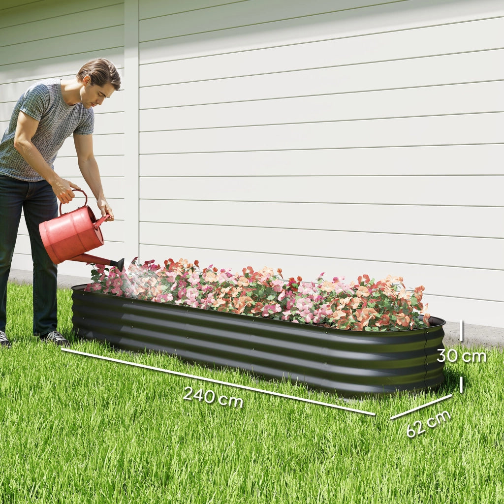 Fioriera modulare da giardino ¨C Xylo ¨C acciaio grigio antracite 240x62x30 cm