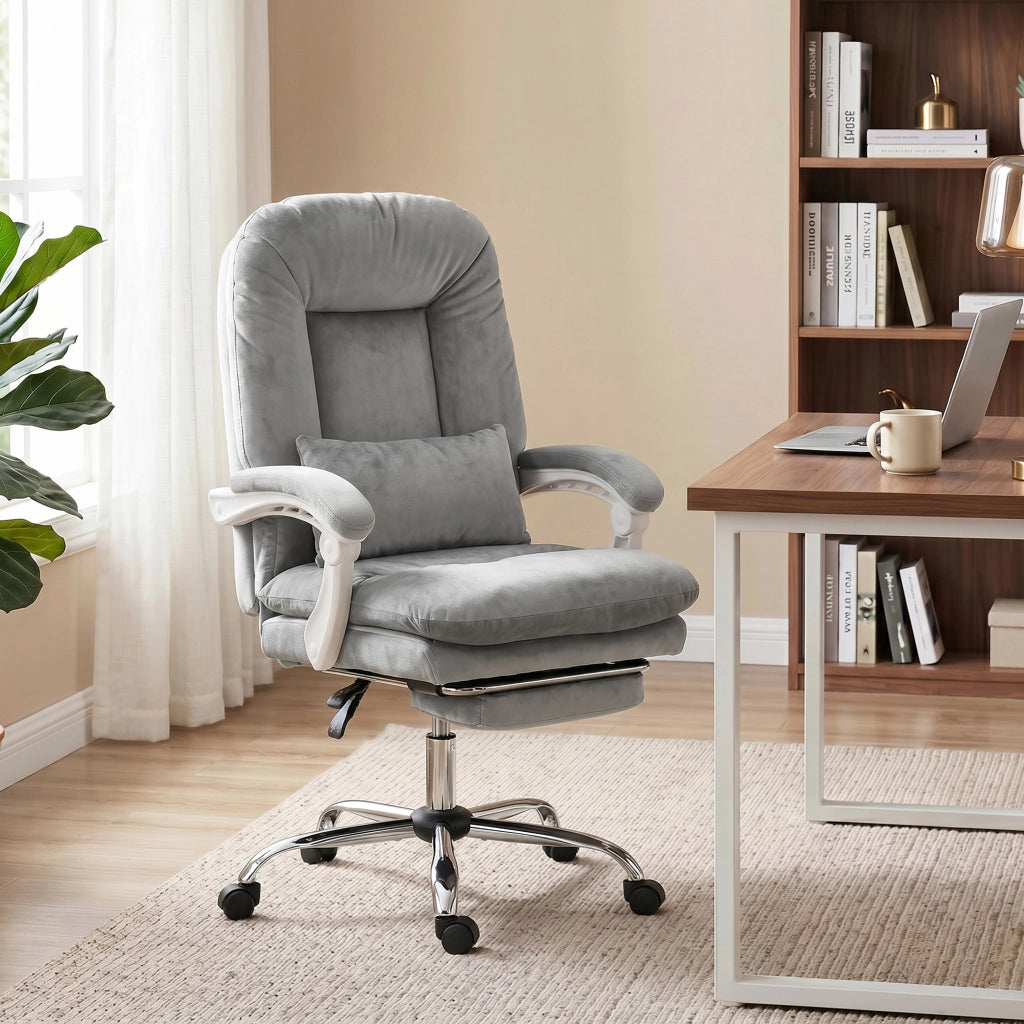 Poltrona da ufficio ergonomica reclinabile in velluto ¨C zephmum ¨C grigio chiaro