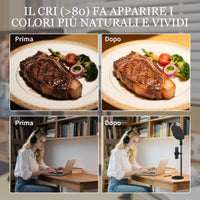 Lampada da Scrivania LED con 5 Colori di Luce e Supporto per Telefono Nero