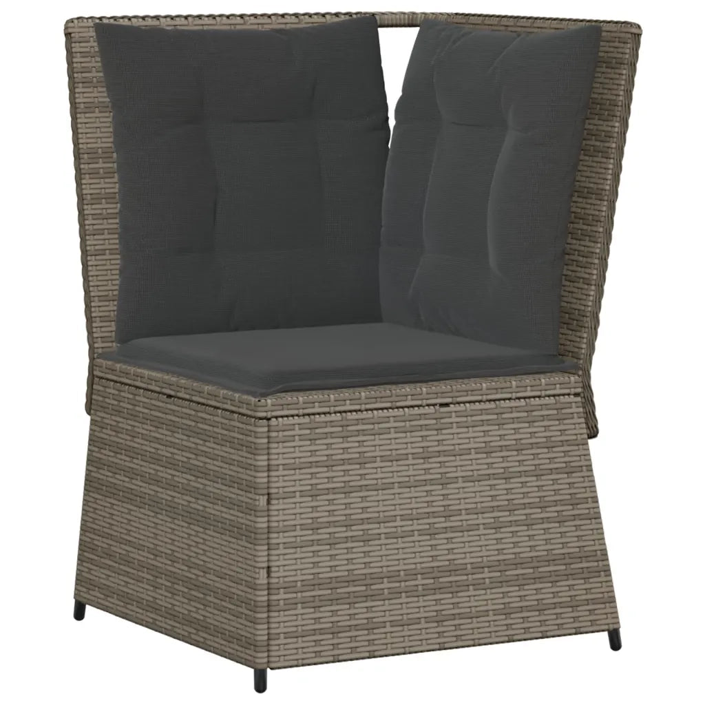 Set Divani da Giardino 5 pz con Cuscini in Polyrattan Grigio