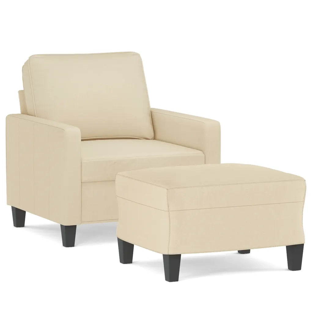 Poltrona | Sedia Relax con Poggiapiedi Crema 60 cm in Tessuto
