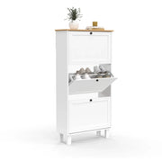 IDMarket - ACHILLE 18 paia di scarpiere bianche a 3 ante con ripiano in legno
