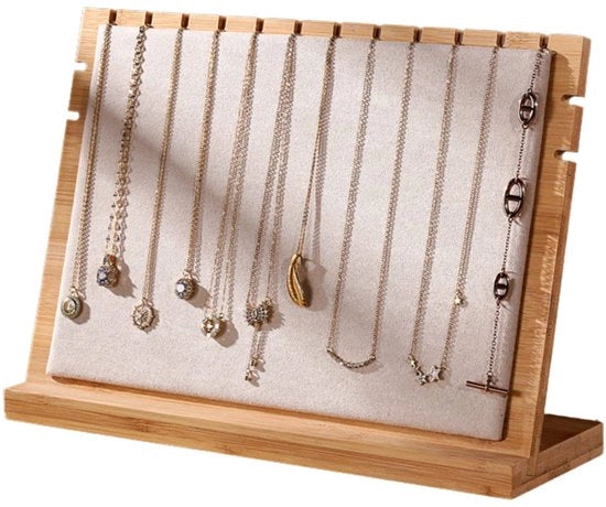 Display per catene, appeso, supporto in legno con tappeto di velluto per gioielli, catene, organizzatore, borse, negozi, donne 

Specifiche tecniche: 
- Modello: 
- Materiale: legno, velluto 
- Dimensioni: 
- Peso: