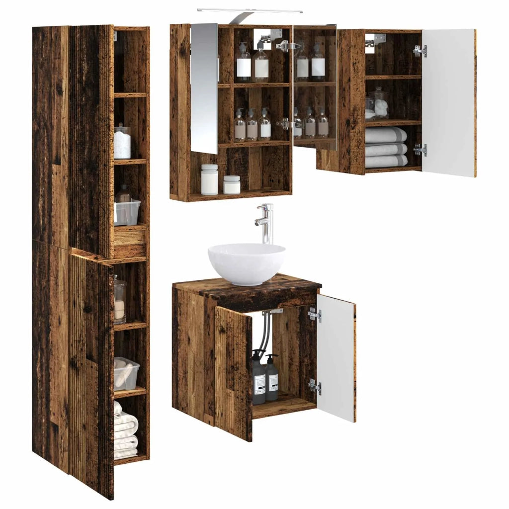 Set di Armadi da Bagno 5 pcs Legno antico 50 x 14,5 x 70 cm 3407301