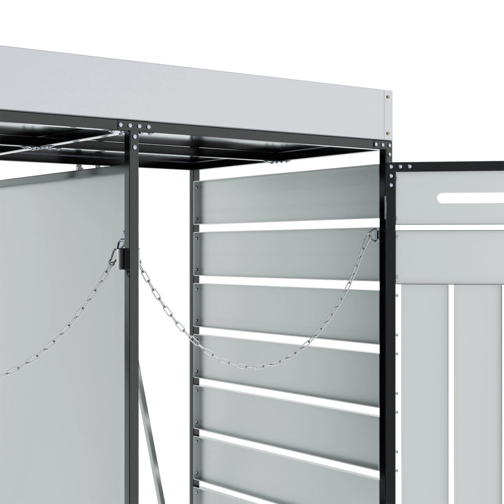 OKWISH Copribidoni Doppio con Fioriera, 2 Scomparti, Ventilazione e Porte con Serratura, Ferro Nero