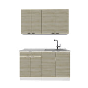 Cucina completa Fame-Line Pannello in quercia/Bianco 140 cm, PL Marmo Vicco