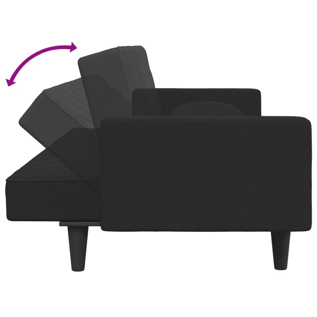Set di Divani 2 pz con Cuscini Nero in Velluto