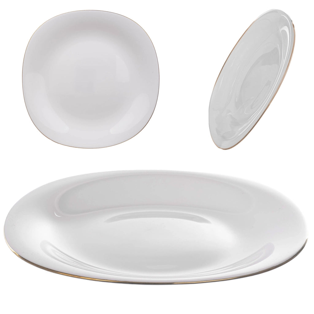 Piatto da dessert KADAX, 21,5 cm, in vetro bianco e oro, piatto piatto per torte