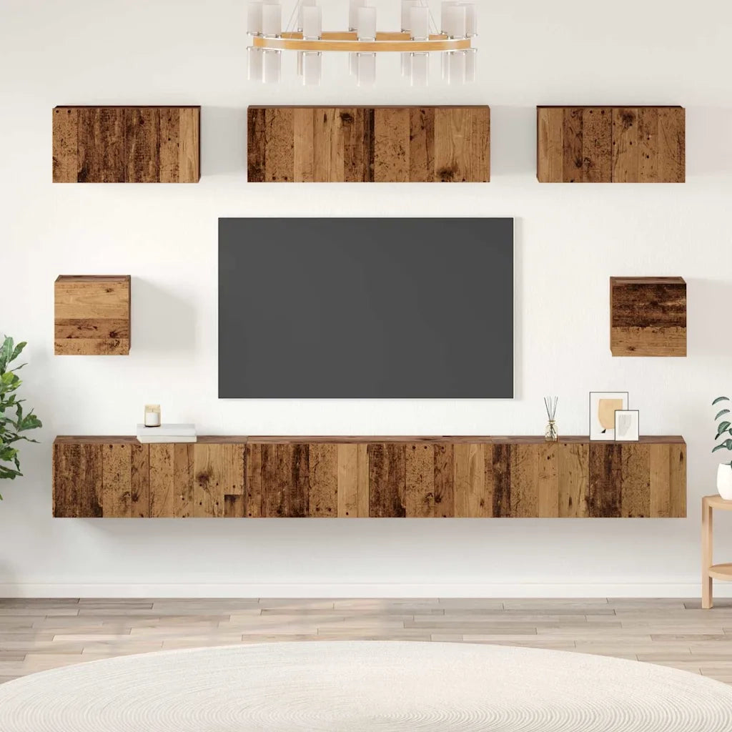 Set mobile TV 8 pcs Legno vecchio Legno multistrato 3393294