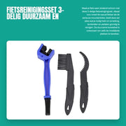 Set di pulizia per biciclette 3 pezzi - Strumento di pulizia duraturo - Spazzola per catena/derailleur - Spazzolino - Kit di manutenzione bicicletta - Strumento di pulizia per biciclette