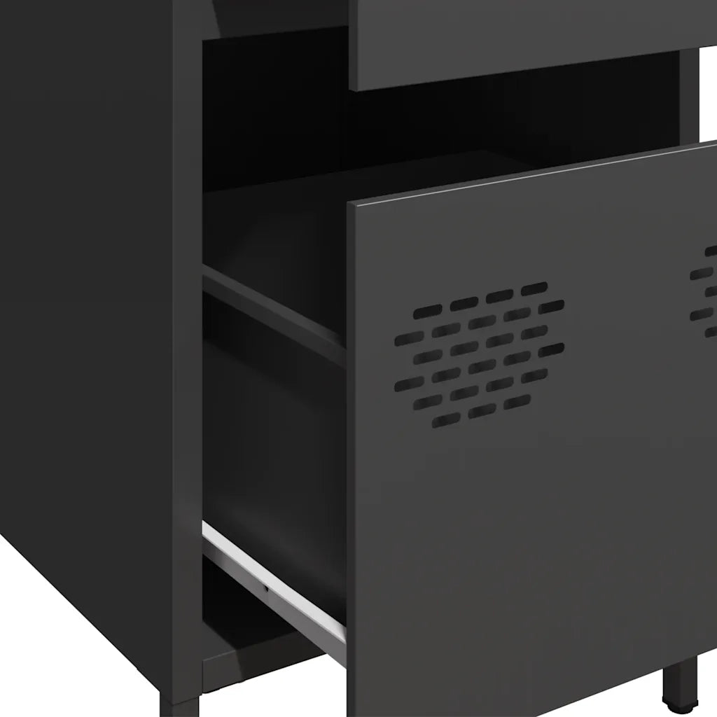 Credenza Nera 35x39x73,5 cm in Acciaio Laminato a Freddo 851394
