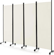 Divisorio Paravento con Ruote 4 pezzi, Divisorio da Parete in Ferro, Protezione Privata per Camera da Letto, Ufficio，224 x 172 cm，2 Colori