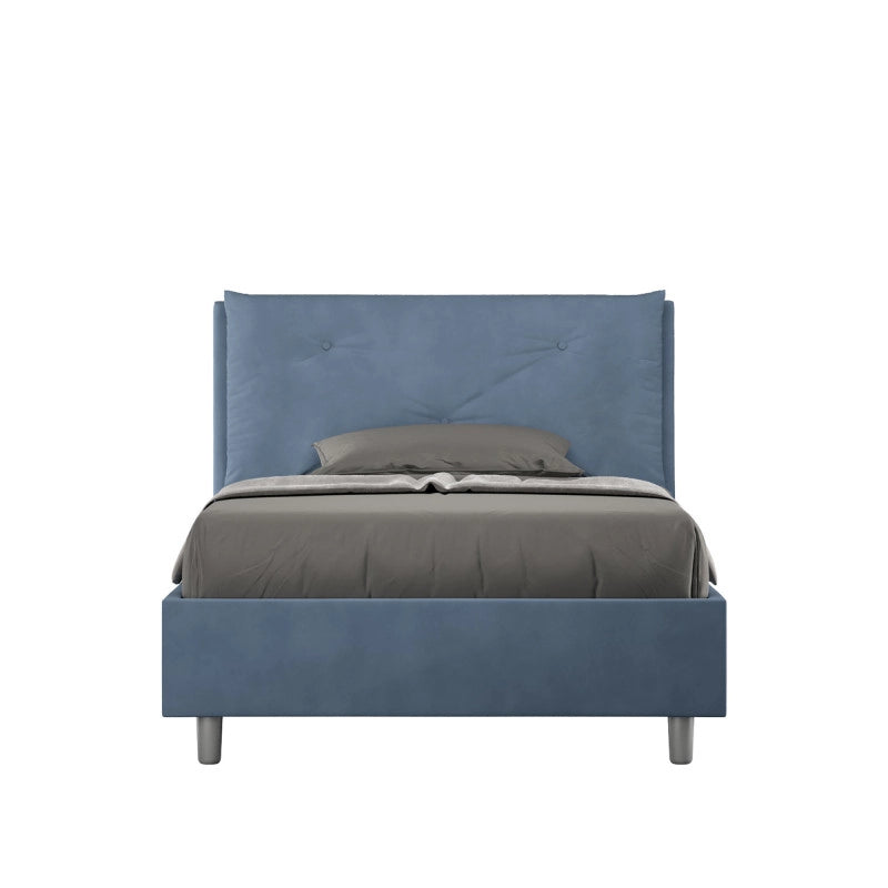 Letto imbottito Piazza e mezzo 110x210 cm Large - Contenitore,Microfibra,Blu