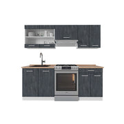 Vicco Mobile da cucina Nero cemento/bianco 200 cm PL Rovere