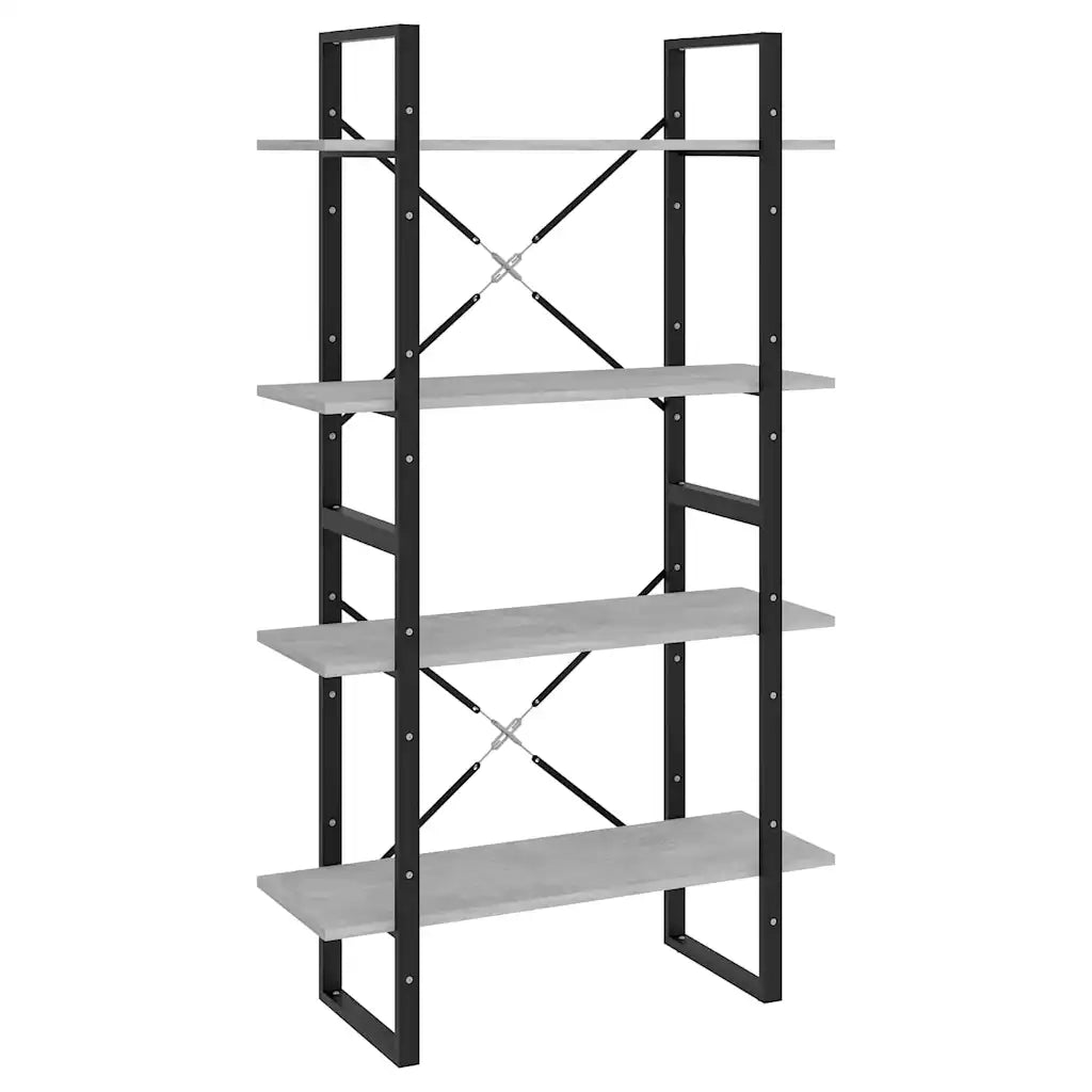 Libreria 4 Ripiani Grigio Cemento 80x30x140cm Legno Multistrato 806461