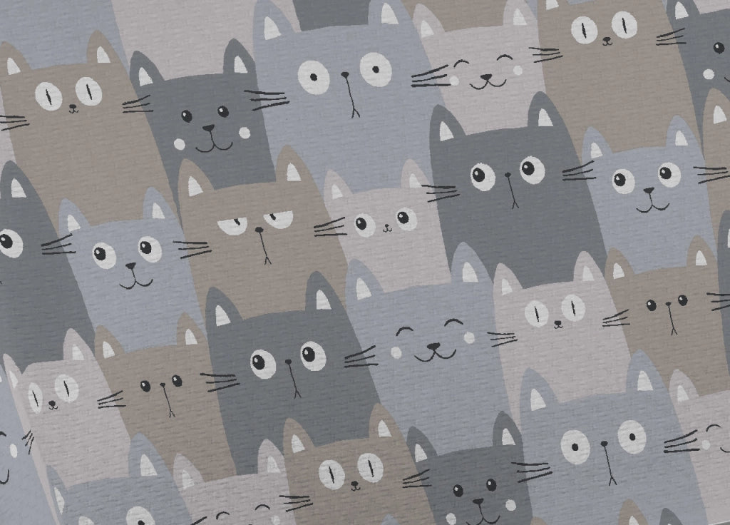 Copriletto Piquet Primavera Estate 100% Cotone Disegno Happy Cat - Matrimoniale - Grigio
