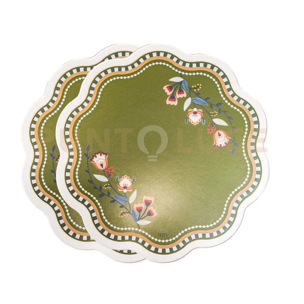 SET 2 SOTTOPIATTI ARMONIA IN CRISTALLO ACRILICO E ECOPELLE COLORE VERDE