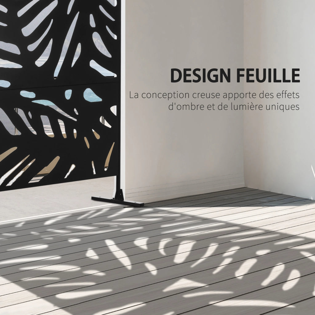 Pannello frangivista decorativo ¨C Xylo ¨C metallo nero motivo vegetale 122x45x198 cm