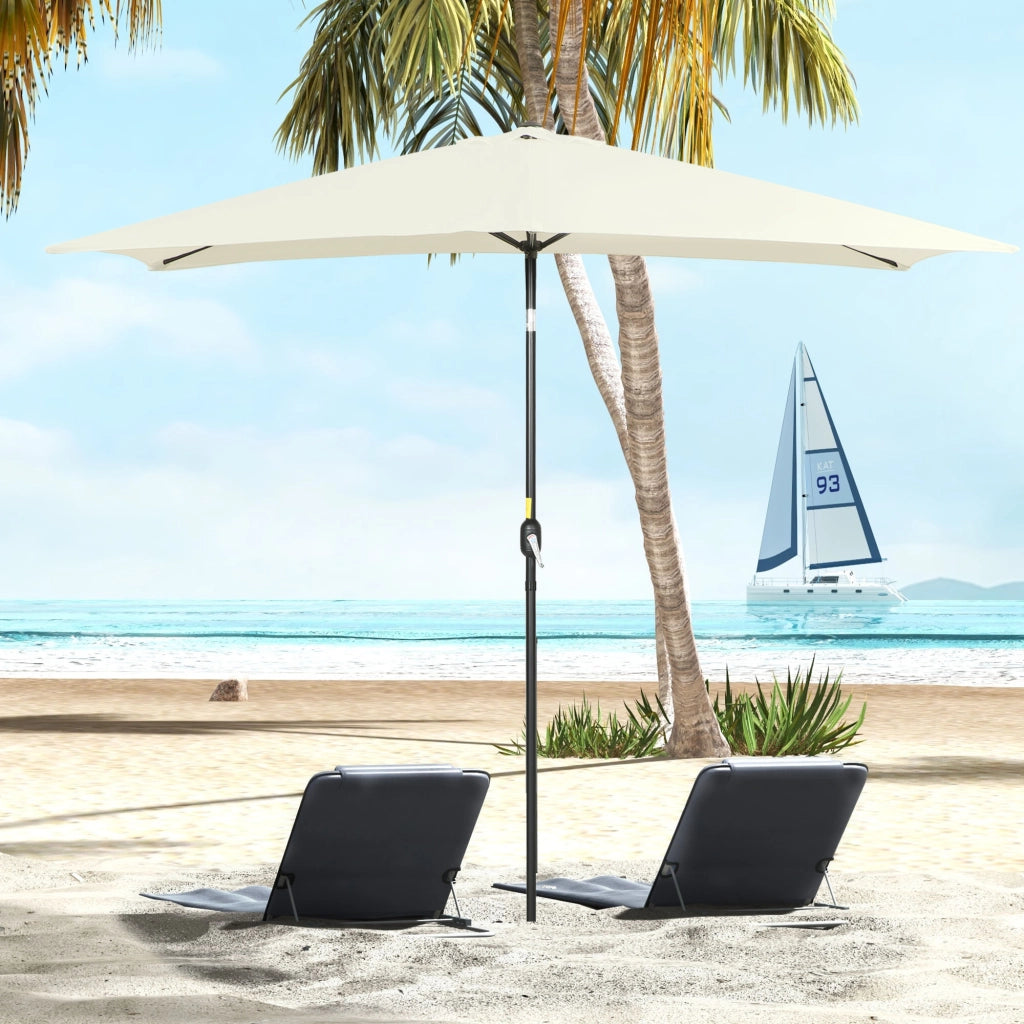Ombrellone da giardino rettangolare ¨C Minimal ¨C Alluminio poliestere 200x300 cm bianco nero