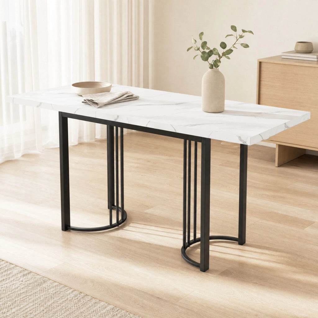 TAVOLO DA PRANZO ALLUNGABILE 140-179,5x80 cm MDF E METALLO NERO/BIANCO